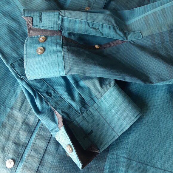 CALVIN KLEIN  SZ L Slim Fit 100% Cotton Blue Plaid LS Men's Button Up Shirt - Picture 8 of 16